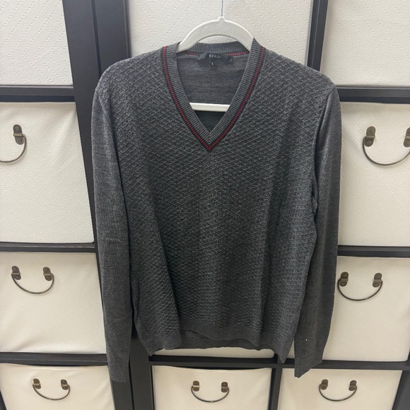 GUCCI VINTAGE WOOL V-NECK JUMPER WITH MINI GG LOGO